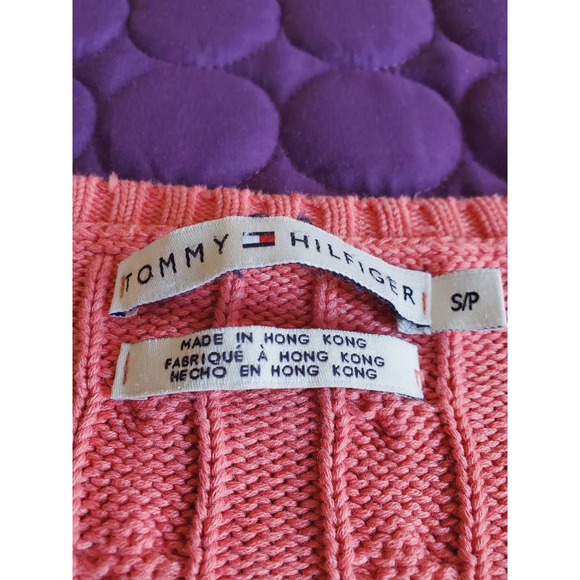 Tommy Hilfiger Coral Long Sleeve V Neck Pullover Sweater Cable Knit SP - Picture 3 of 7